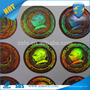 ZOLO Tamper evident custom made hologram sticker/security hologram sticker